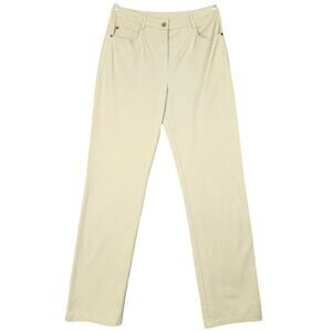 St John‎ Sport Womens Vintage Straight Leg Pants Size 6 Olive Green High Rise